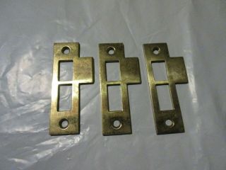 3 Old Brass Plate Steel Door Jamb Mortise Lock Strike Plate