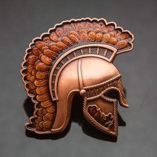 3d Antique Copper/orange Centurion Helmet Geocoin - Geocaching Roman