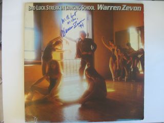 Warren Zevon - Rare Autographed Record Album - 1980 " Bad Luck " Lp Hand Signed