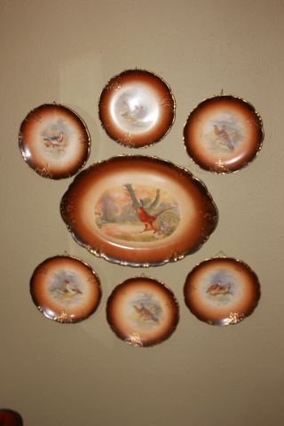 Antique Oliver & Co.  Ceramic Platter And 6 Plates
