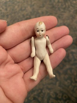Rare Antique German Tiny 2.  5” Cupid Imp All Bisque Character Doll Jointed