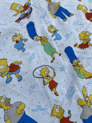 Rare Vintage 1990 The Simpsons Twin Bed Sheet Matt Groening Collectible Fabric 3