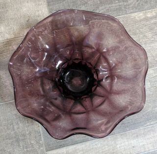 Vintage Purple Amethyst Glass Ruffled Bowl Candy Dish,  Footed,  7 " X 5 " Rare