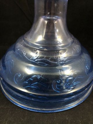Antique Vintage Blue Base Glass Oil Kerosene Hurricane Lamp P & A Burner 2