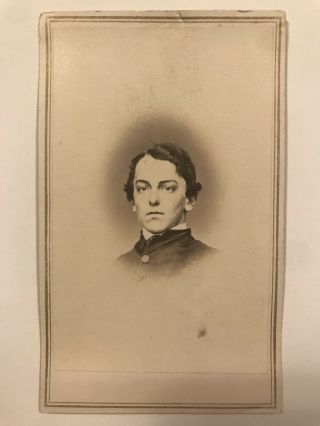 Rare Antique Civil War Soldier With Buttons Headshot Cdv Photo