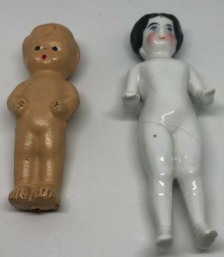 2 Antique Ceramic Bisque Dolls