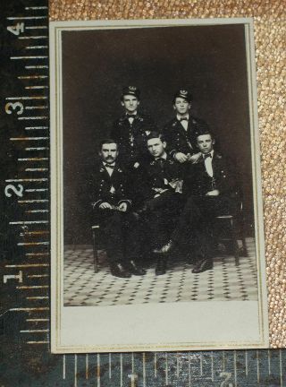 Rare Civil War Cdv Of 5 Acting Midshipman Class 1861 Newport Rhode Island Crisp