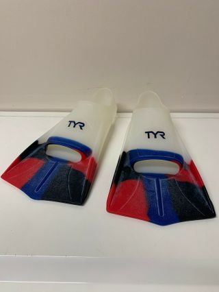 Tyr Flippers Short Fins Red Black Blue Clear Rare Size 10 - 11 Usa 270 - 275 (mm)