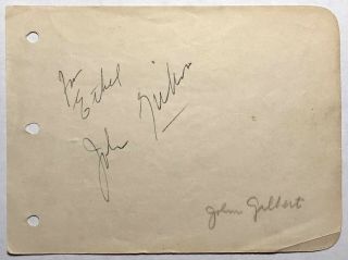 John Gilbert 1930s Vintage Autographed Signed 4x6 Album Page Eddie Quillan Rare