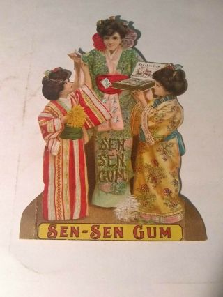 Rare Sen - Sen Gum Geisha Girls Cardboard Counter Advertising Card