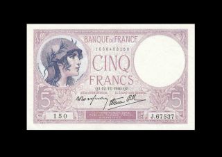 1940 Banque De France 5 Francs Rare ( (aunc))