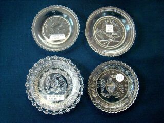 Antique Flint Glass Cup Plate Group Of 4: 670a,  675a,  677 & 680; Eapg,  Lacy