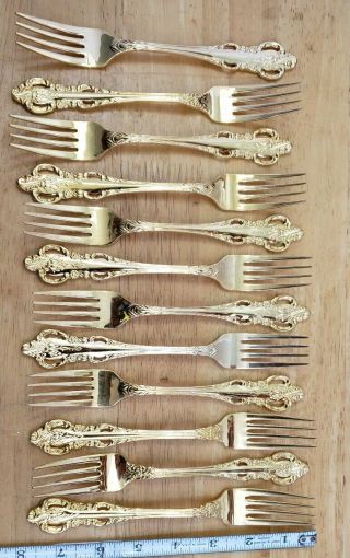 Set Of 12 Ornate Gold Plated Dinner Forks
