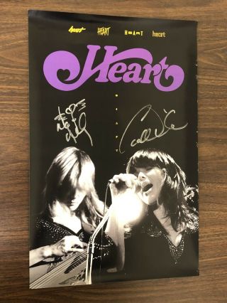 Heart Poster Hand Signed By Both Ann And Nancy Wilson Sisters Rare Autographed