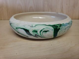 Nemadji Large Swirl Bowl Vintage 8 1/2” Low Large Dish Bulb Planter Rare Pottery