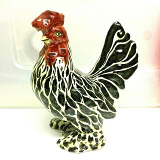 Rare Large Colorful Antique French Majolica Art Nouveau Figural Rooster Price Ch