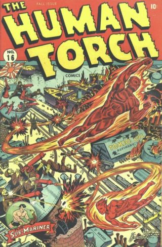 Human Torch Comics 16 Schomburg 1944 Timely Marvel Golden Age Rare Sub Mariner