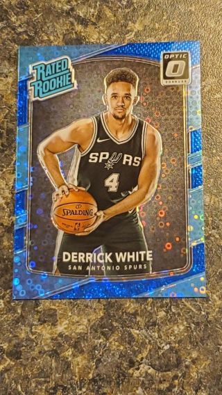 2017 - 18 Optic Prizm Blue Rare Ssp Fast Break Derrick White Rookie Rc /50 Spurs