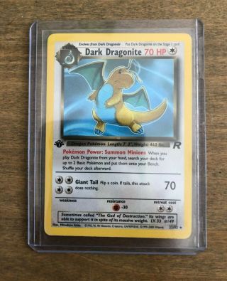 Dark Dragonite,  1st Edition Non - Holo Rare Pokemon (22/82) Team Rocket Very Lp