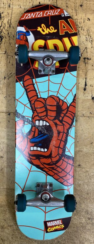 Rare Marvel X Santa Cruz Spiderman Screaming Hand Skateboard Complete Stan Lee