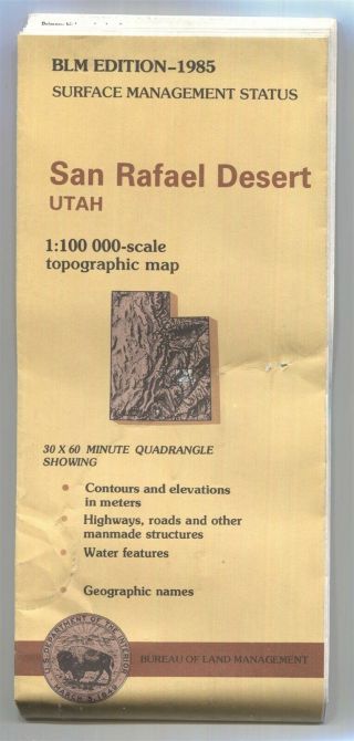 Usgs Blm Edition Topo Map Utah San Rafael Desert - 1985 - Surface - Torn - 100k -