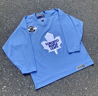 Vintage Toronto Maple Leafs Nhl Hockey Jersey By Ccm Rare 90s Blue Large