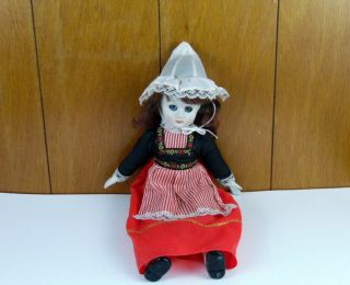 Vintage Porcelain Cloth Doll Ethnic Dress Open Close Eyes 18 1/2 " Tall