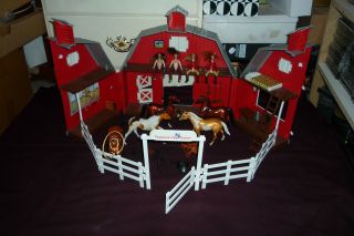 Rare Breyers Paddock Pals Ranch Playset 4 With Riders & Horses W/tack