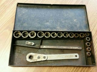 Duro Metal Products Vintage Antique Ratcheting 1/2 " Square Drive Wrench Set 672