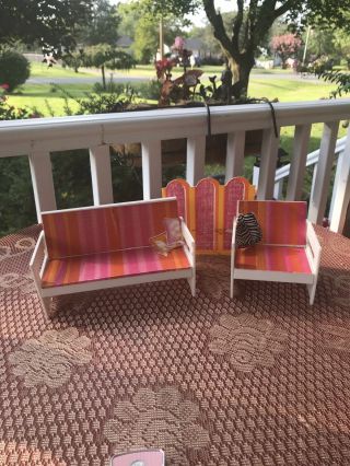 Vintage 1970 Barbie Lively Livin House Furniture - Couch And Chair / Pink Orange