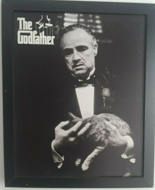 The Godfather Movie Picture Acrylic Paint Marlon Brandon With Cat 18x22 Framed