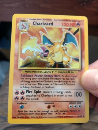 CHARIZARD Pokemon Card Base Set 4/102 HOLO RARE - HEAVILY | #8273399