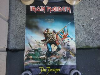 Iron Maiden 1984 Trooper Us Poster G Rare Edge Tears Signed Artist D Riggs Vtg