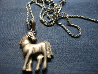Rare Horse Mustang Estate 925 Sterling Silver Chunky Necklace