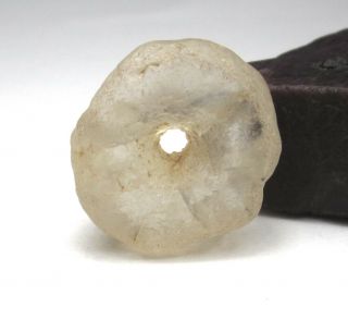 Rare Ancient Crystal Rock Quartz Mali Disk Bead 8mm X 20mm