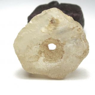 Rare Ancient Crystal Rock Quartz Mali Disk Bead 9mm X 27mm