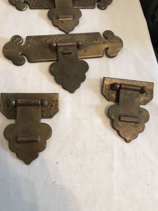 4pc Vintage Brass Bronze Ornate Door Pull Handle (2) 6”x 3” (2) 2.  5”x 3” 3