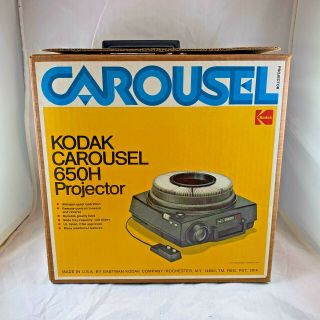 Kodak Carousel 650h Projector W/ Remote Lamp Box & Instructions - Rare