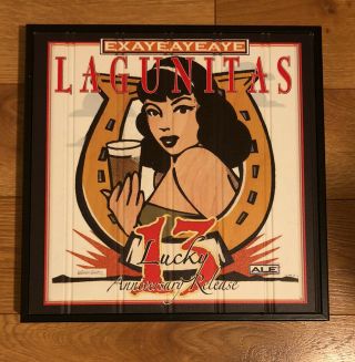 Rare Lagunitas Lucky 13 Ale Pin Up Girl Beer Pub Bar Sign Wood Plastic