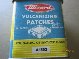 Wizard Vintage Antique Cardboard Metal Top Can Vulcanizing Patches Empty