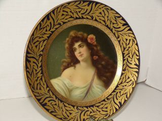 Antique Tin Art Vienna Lady Art Plate