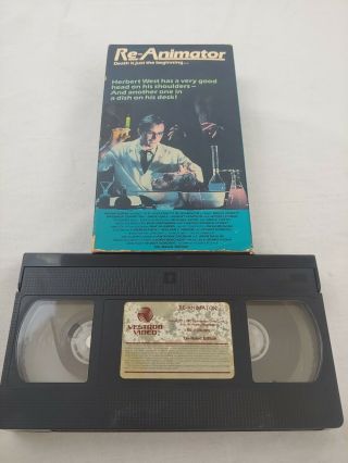 Re - Animator Unrated (vhs,  1985) Cult Horror Vestron Video Rare