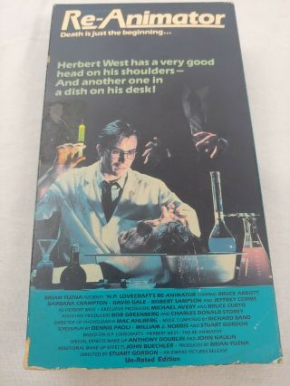 RE - ANIMATOR Unrated (VHS,  1985) Cult Horror Vestron Video Rare 3