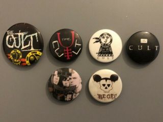 The Cult Rare Set Of 6 Vintage Pins / Badges Dreamtime Love Post Punk Goth 80 