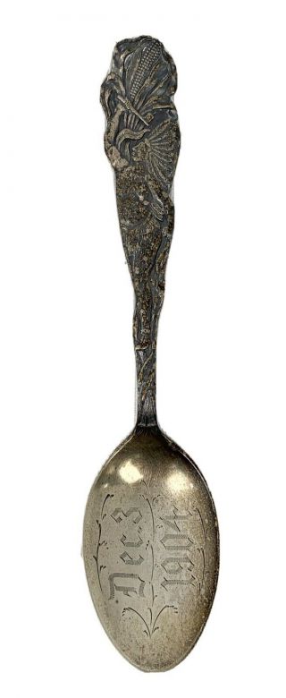 Antique Sterling Silver Spoon Native American Indian Engraved Dec 3 1904 (j2)