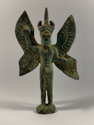 Very Rare Ancient Luristan Bronze Horned Devil /death Fertility Statue Ca 1000bc