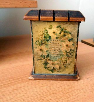 Vintage Treen Money Box With Old Coins