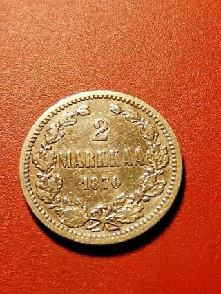 Finland/russia 2 Markkaa 1870 Silver Alexander Ii 1,  /1 Rare Coin