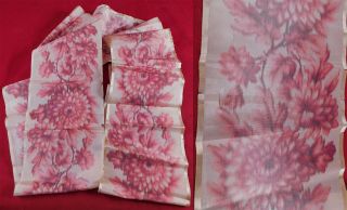 Victorian Pink Chrysanthemum Flower Silk Moire Ribbon Dress Sash Trim 2.  5 Yards