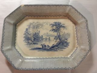 Antique Lucerne Blue Transferware Platter W/english Reg.  Mark July 5,  1845